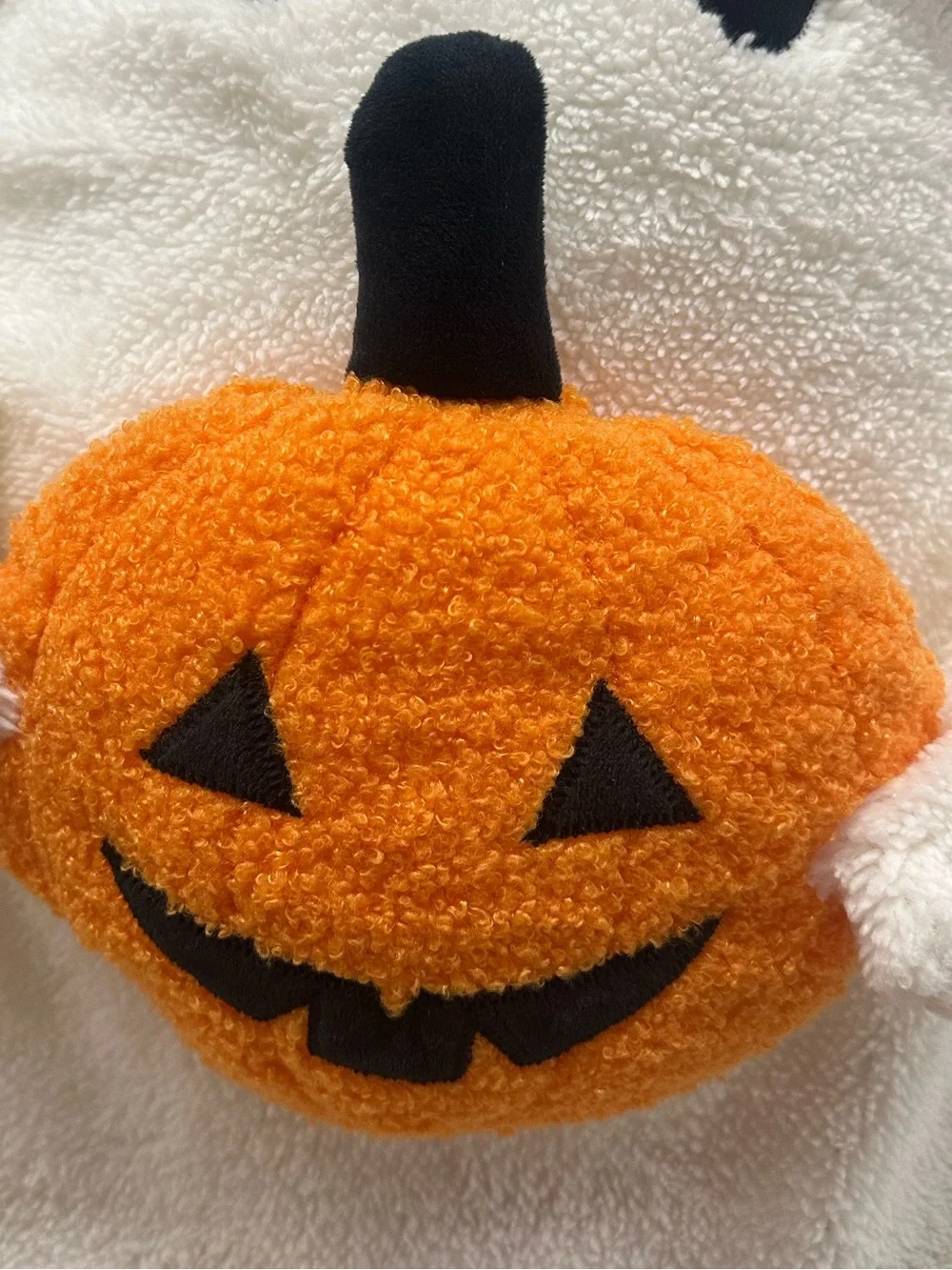 NEW Large Plush Ghost Holding Pumpkin Witch Hat Halloween Decor Pillow
